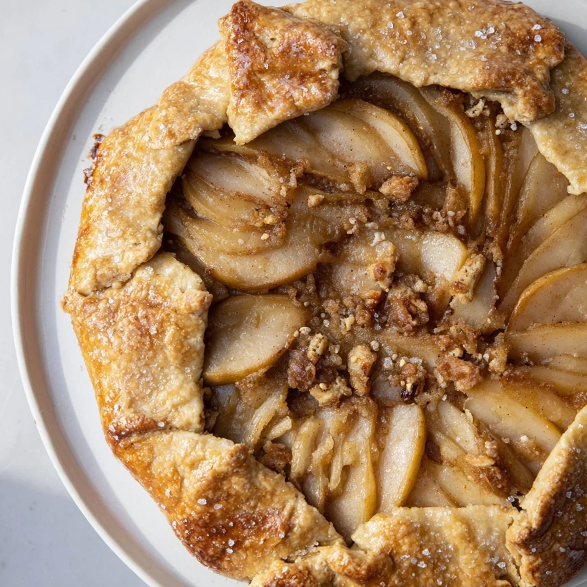 Golden, bubbly Rustic Pear and Ginger Galette, featuring sweet spiced pears in a flaky crust.