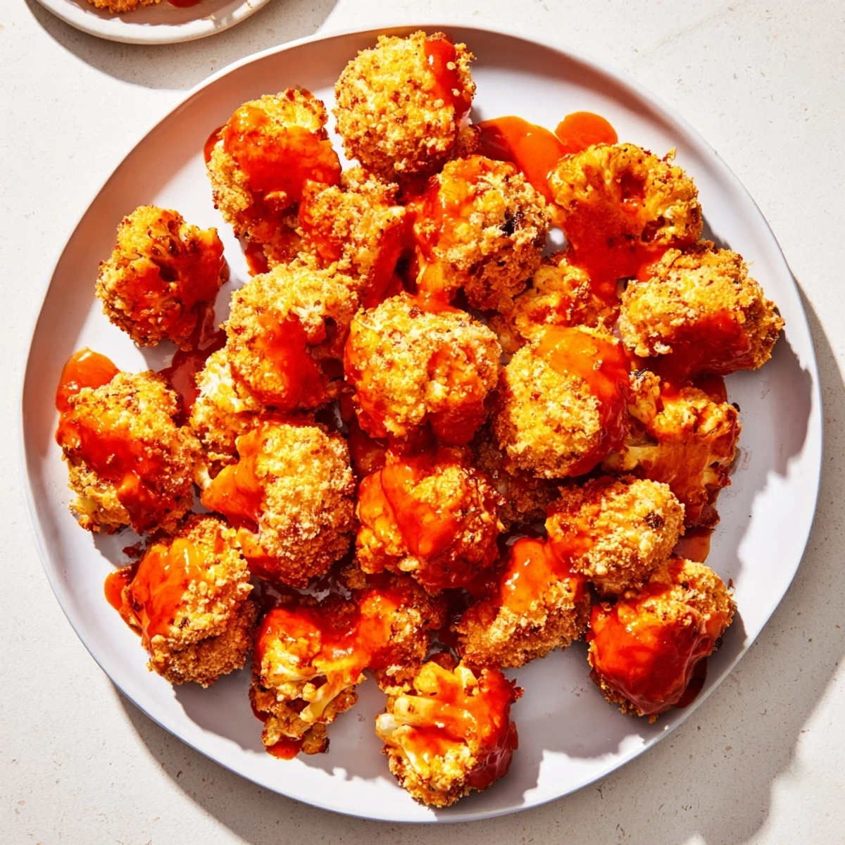 Golden, crispy air-fryer Buffalo cauliflower bites: a delicious, spicy vegetarian appetizer ready to enjoy.