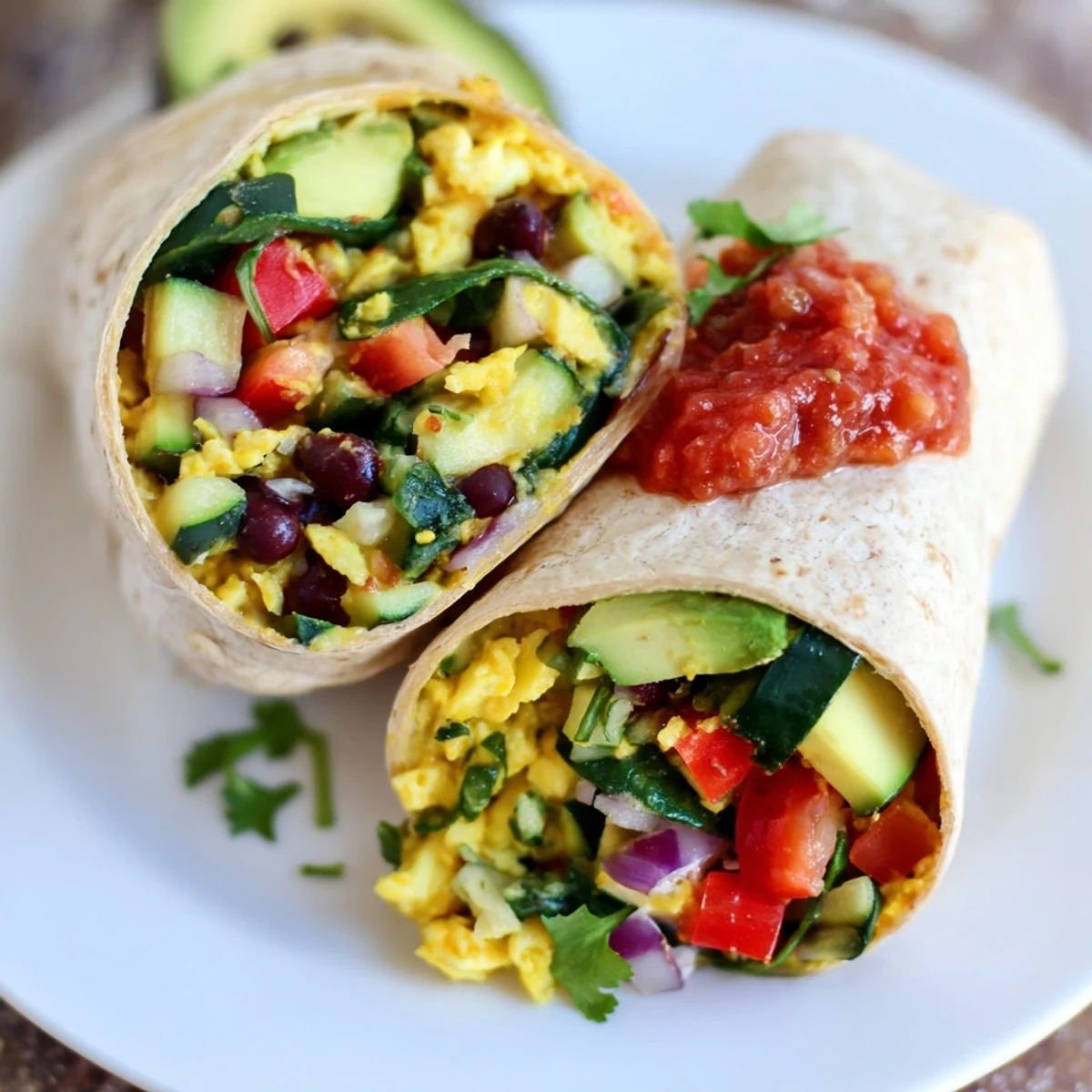 Steaming Veggie-Loaded Breakfast Burrito overflowing with colorful vegetables, ready for a delicious bite.