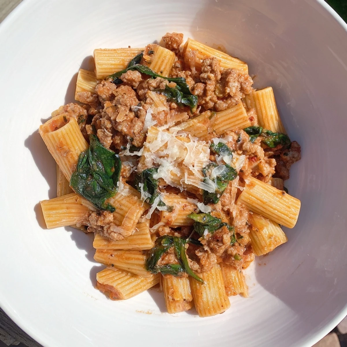 One-Pot Italian Sausage Tomato Pasta simmering in a pot, ready for a delicious, easy dinner.