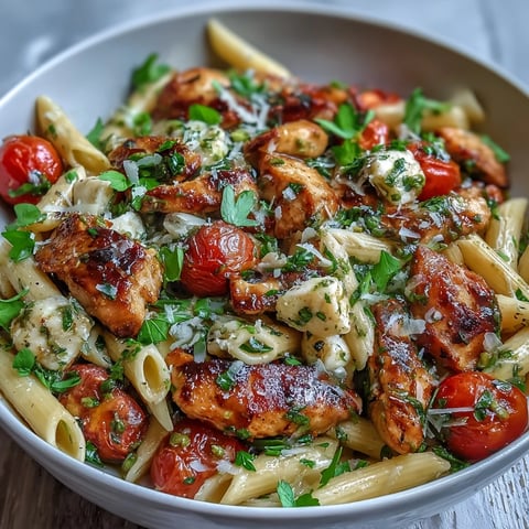 Juicy golden-seared chicken and al dente penne tossed with cherry tomatoes, fresh basil, and creamy mozzarella in Bruschetta Chicken Pasta.