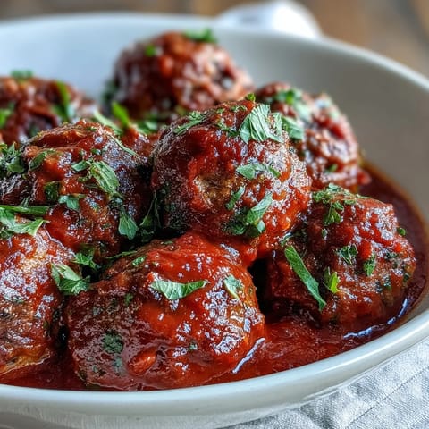 Warm, hearty meatballs simmered in herb-infused marinara, an effortless crowd-pleaser for potlucks and casual gatherings.  