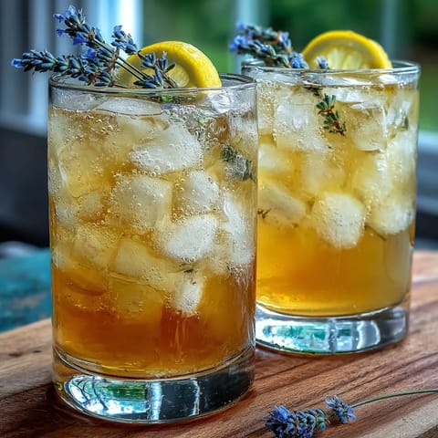 Vibrant lavender lemonade spritz cocktail in a tall glass, garnished with lemon wheel and lavender, perfect for summer parties.