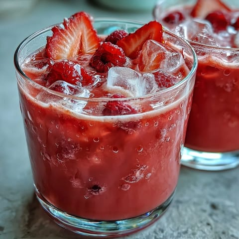 Refreshing pink drink with strawberry açaí and coconut milk, served over ice with fresh strawberry slices.