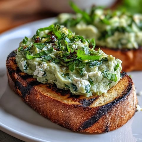 Fresh fava beans mashed with garlic, lemon, and mint, served on charred sourdough for a bright, herbaceous vegetarian bite.  