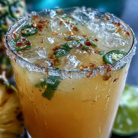 Refreshing Mexican agua fresca blending sweet pineapple and spicy jalapeño, served over ice with lime wedges in tall glasses.