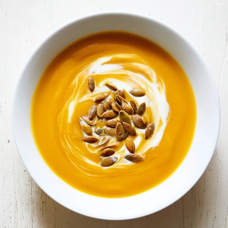 Enjoy a spoonful of rich, flavorful Creamy Roasted Pumpkin Soup, a comforting autumn favorite.
