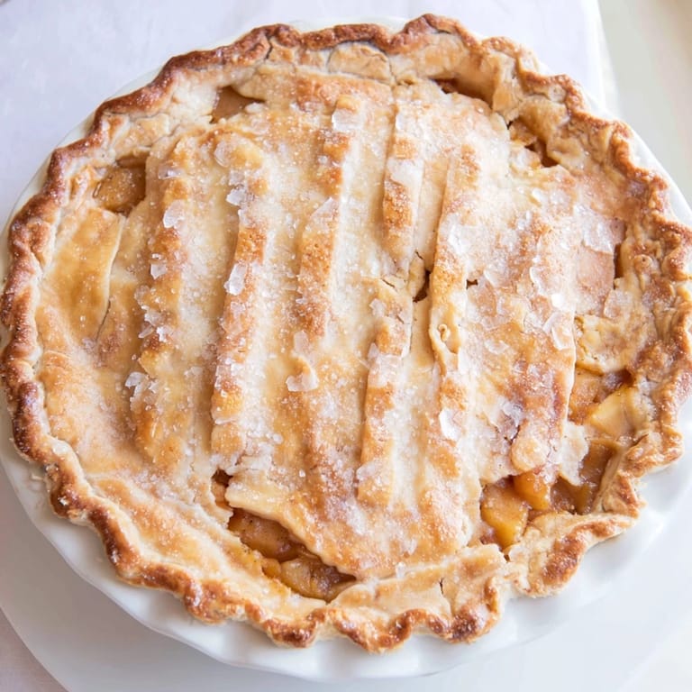 Homemade golden apple turnover showing perfectly crimped edges and a glistening, sugary top.