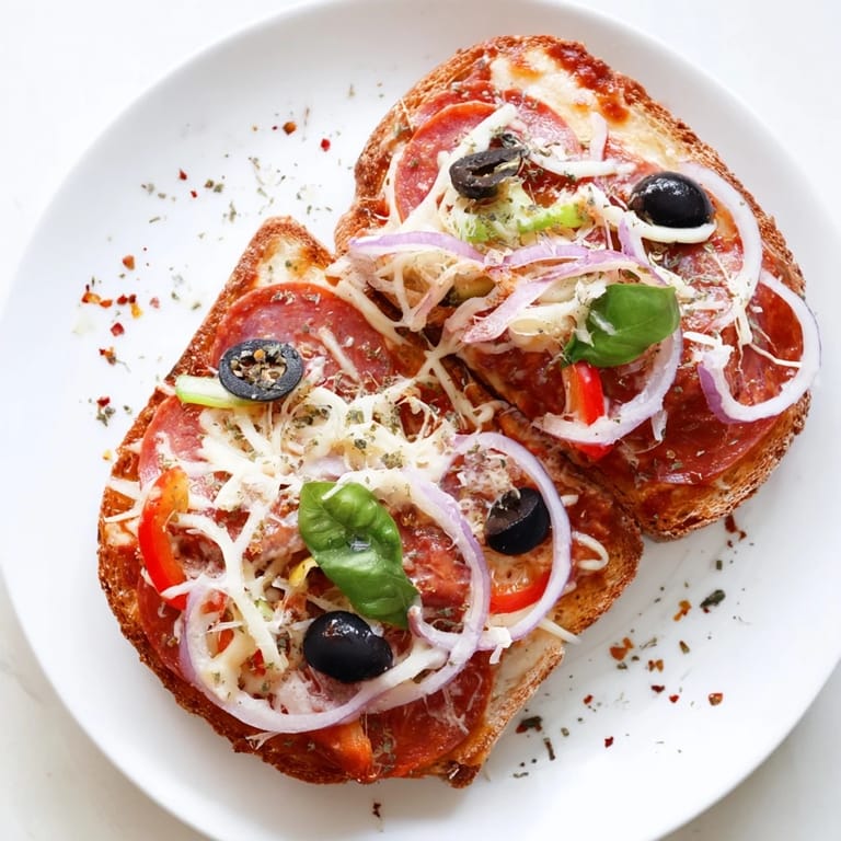 Enjoy the delicious layers of cheese and sauce in this beautiful Pizza Toast 2.0 photo.