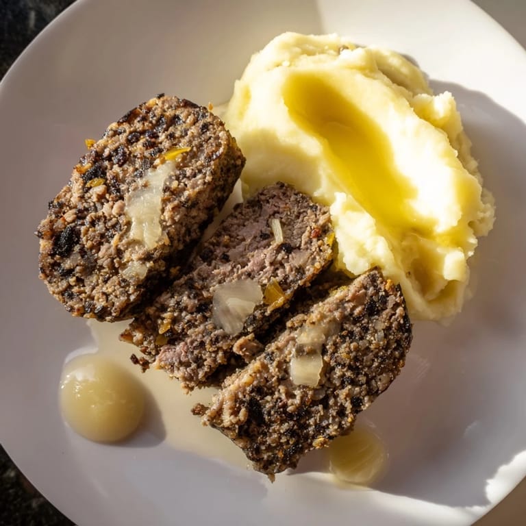 Hearty Scottish haggis, a classic dish, with visible textures of oats and tender cooked meat.