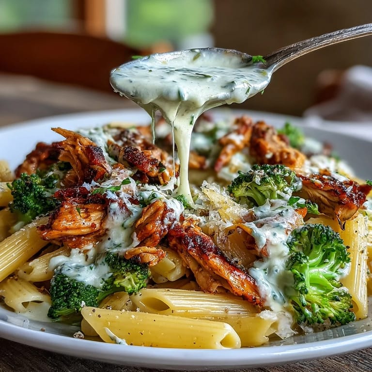 Steaming bowl of High Protein Rotisserie Chicken Broccoli Pasta garnished with fresh parsley, lemon zest, and extra Parmesan cheese.
