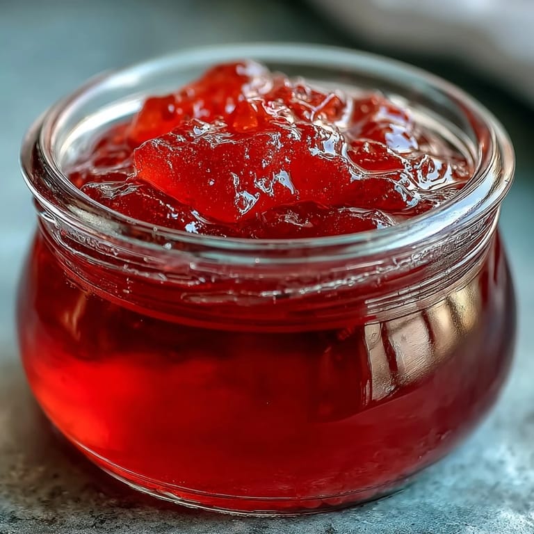 Clear jars of shimmering Guava Jelly with a spoon nearby, ideal for filling thumbprint cookies or topping cheesecake slices.