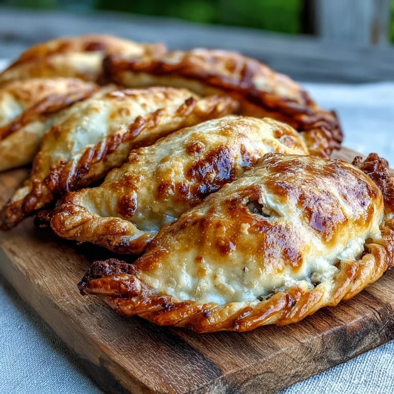 These warm Guava and Cheese Empanadas reveal melted cheese and guava on a plate.