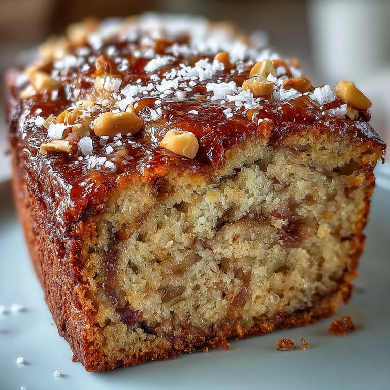 Golden-baked Vegan Cardamom Guava Banana Bread loaf with a sugar-crusted top, ready to slice.