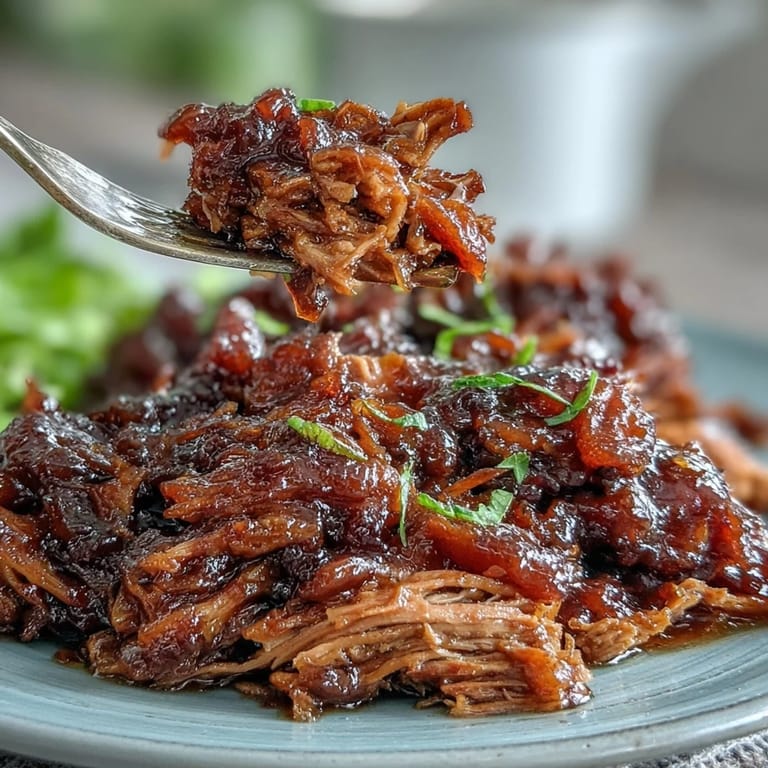 Summer crockpot honey peach BBQ pulled pork, sweet and smoky, perfect for backyard parties and family dinners.