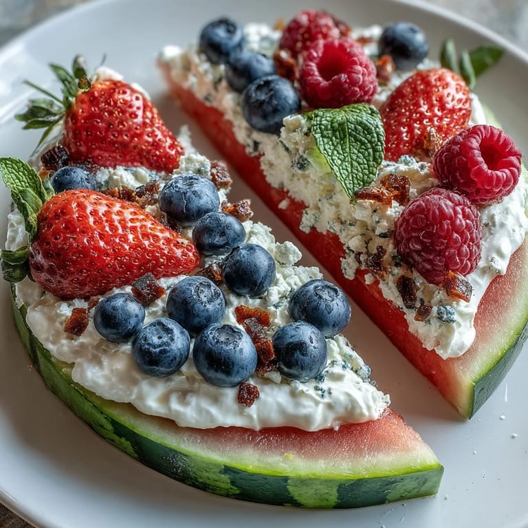 Refreshing 4th of July Watermelon Pizza featuring creamy frosting and vibrant fruit.