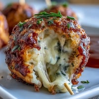 Golden Derby Party olive cheese balls on skewers, savory bites of sharp cheddar dough wrapped around green olives and baked until crisp.